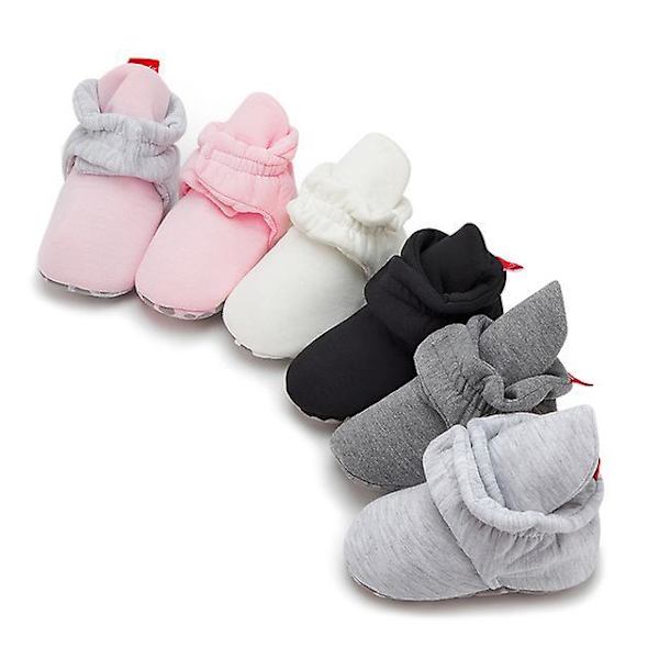Baby Unisex Baby Sutsko, Økologisk Bomuld Justerbare Spædbarnssko Pink Grey 13cm