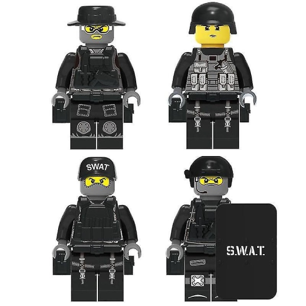 22 Pieces Of Military Police Building Blocks Minifigure Diy Small Particles Assembled Doll Ornaments Boys Educational Toys