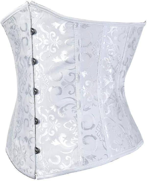 Dame Snøret Underbust Taljetræner Korset med Stivere White XL