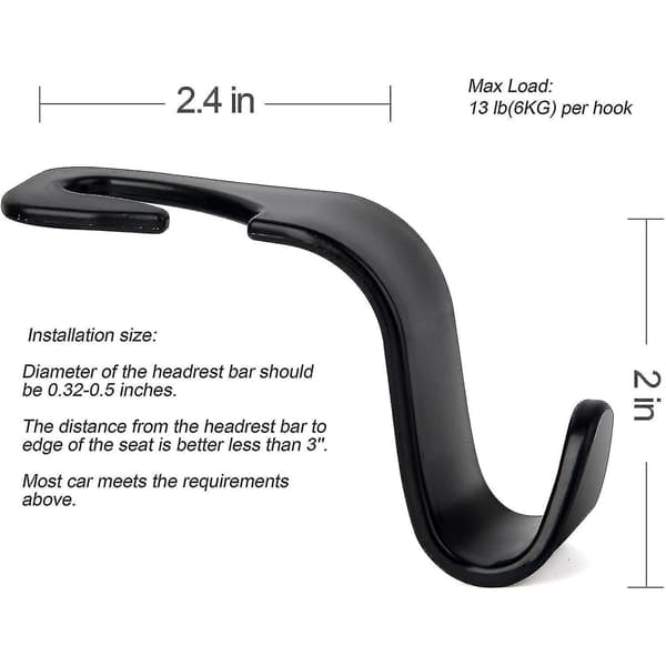4 Pack Universal Car Seat Headrest Hook Hanger Storage Organizer