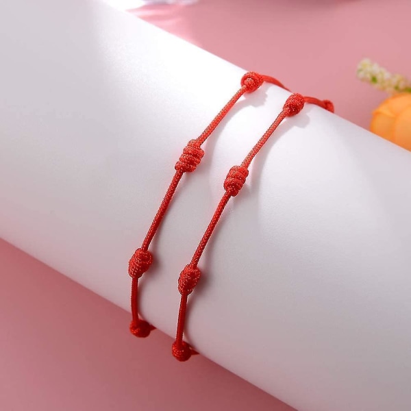 2pcs Red String Bracelet Handmade Kabbalah Protection Amulet Knots Thr