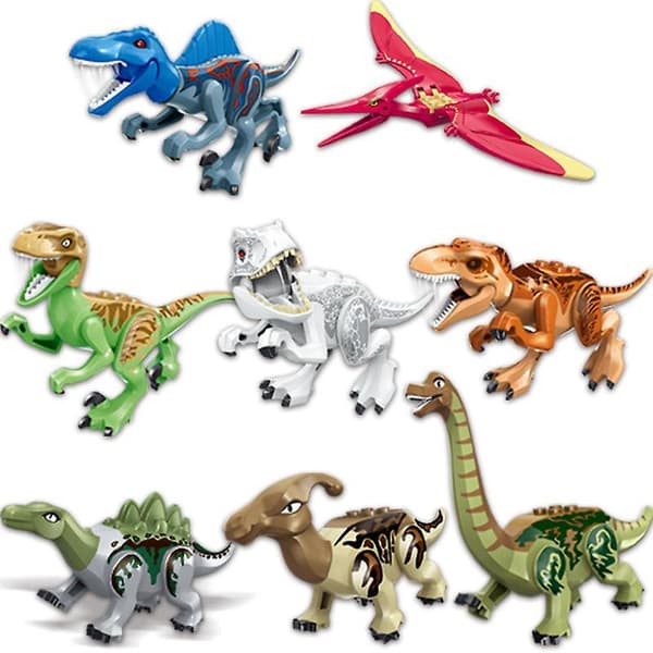 8 stk. Jurassic Dinosaur Legetøj Små Byggeklodser Til Drenge