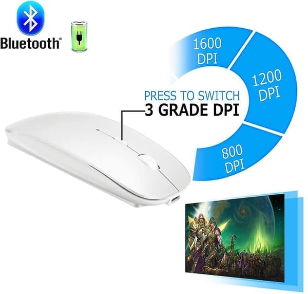 Rechargeable Bluetooth Wireless Mouse For Macbook/macbook Air/pro/ipad white