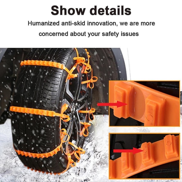 10 Pcs Emergency Anti-skid Mud Snow Survival Traction Multi-function Car Tire Chains Sec