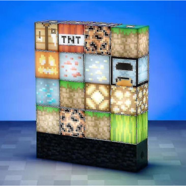 16 stk. Minecraft Byggekloss Lampe Skrivebordslampe Spleiselampe Sammenføyningslampe DIY Perfekt Kvalitet