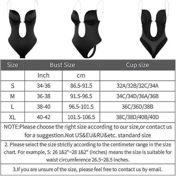 Dame Dyb V-udskæring Body Shaper Stropløs Rygløs Bodysuit Shapewear U-udskæring M
