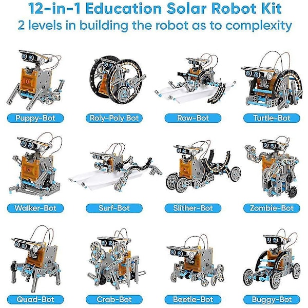 Fong Stem 12-i-1 Uddannelsesmæssige Solar Robot Legetøj - 190 Dele DIY Bygge Videnskabeligt Eksperimentsæt Til Børn I Alderen 8-10 År Og O