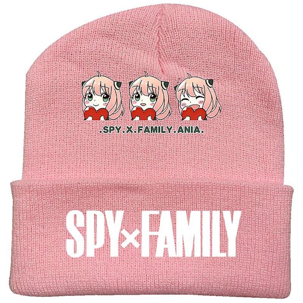 Fashion Trend Classic Winter Warm Knit Hat Beanie Cap For Children Adult Adolescents Cap New Japanese Anime Spy X Family Pattern pink-C