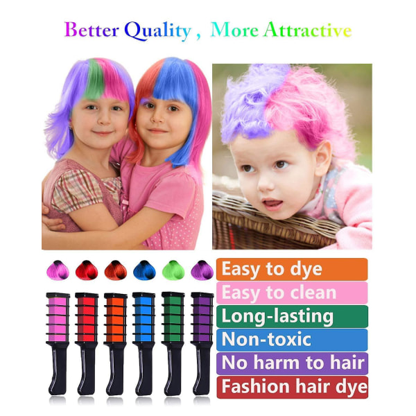 10PCS Children Colorful Hair Dye Comb Toy Fashion Party Hair Chalk Comb Set Girl Disposable Hair Dyeing Comb 10 colors