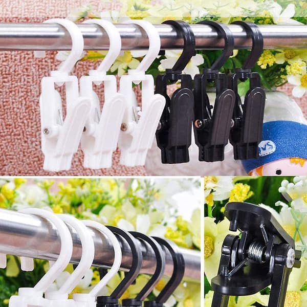 Laundry Hooks Plastic Rotating Clothes Pin Shower Curtain Clip 20pcs White