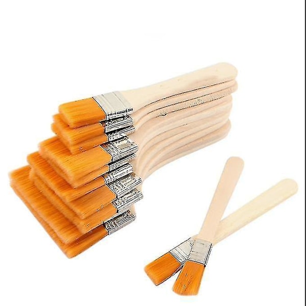 12 Piece Art Brush Set, Various Size Nylon Brushes With Wooden Handles