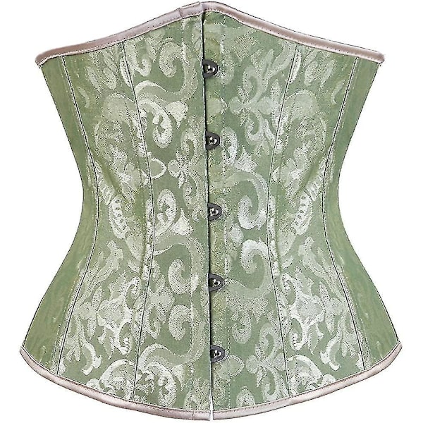 Dame Snøret Underbust Taljetræner Korset med Stivere Green XL