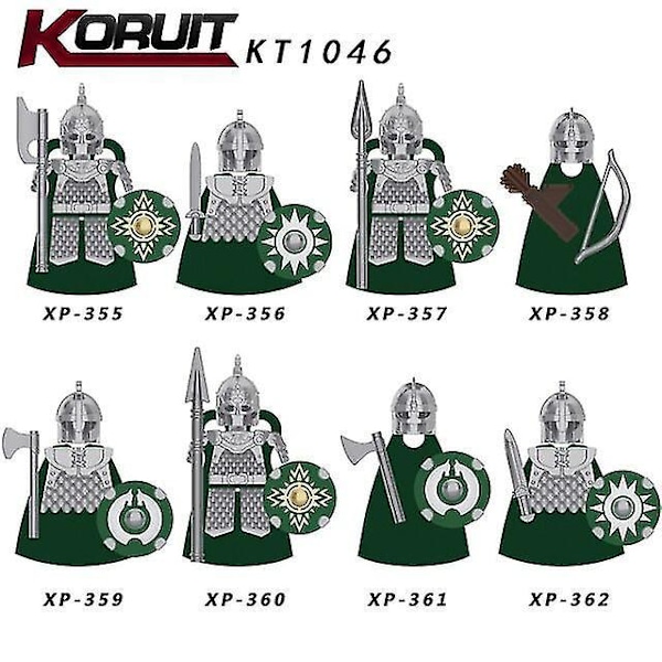 8pcs Classic Medieval Dwarf Warrior Building Blocks
