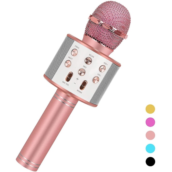Fun Toys For Girls, Handheld Karaoke Microphone ,birthday Gifts For Boys Girls, Wireless Bluetooth Microphone New High-end Led Light (rose Gold)
