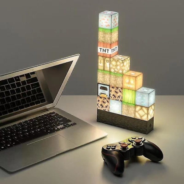 16pcs Minecraft Building Block Light Desk Lamp Splicing Light Stitching Lamp Diy