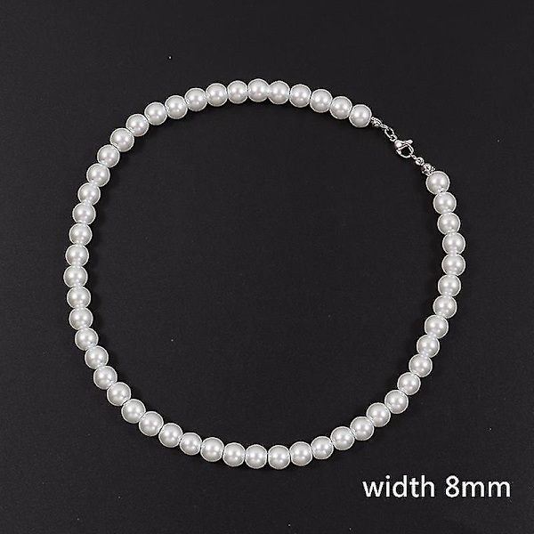 2022 New Trendy Imitation Pearl Necklace Men Temperament Simple Handma 50cm 10mm
