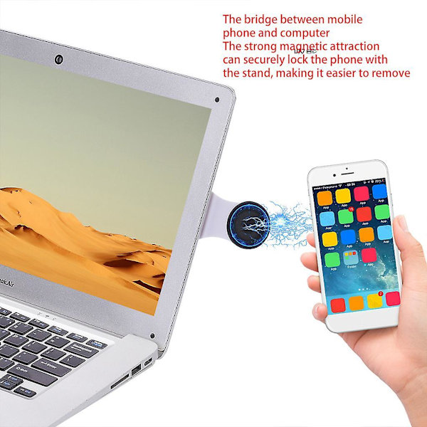 Screen Side Magnetic Cell Phone Holder Cellphone Mount Enjoying Dual Screen White