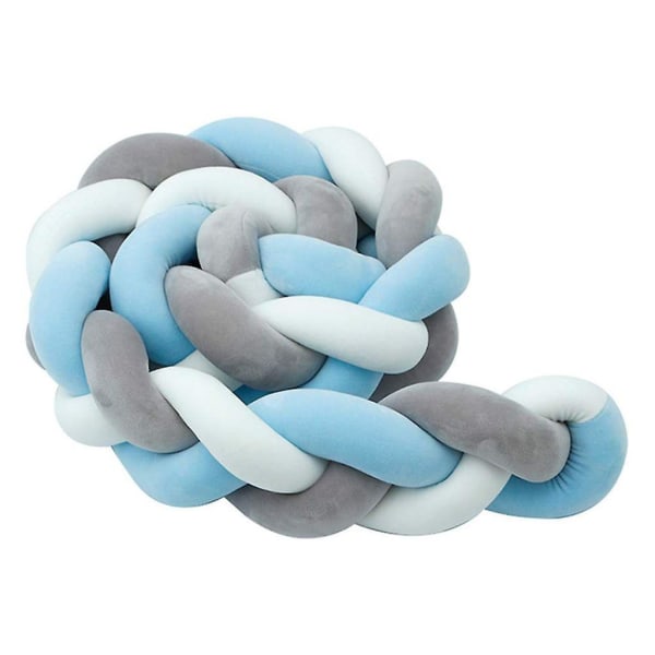 Sengekant, baby Bumper Sengeslange Baby Senge Bumper Vævet Kantbeskyttelse Hovedbeskyttelse Dekoration Til Tremmeseng (grå, 100cm) White*Blue*Grey 200cm