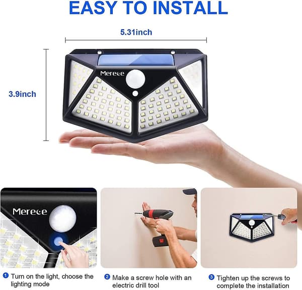 Outdoor Solar Light, Wireless Ip65 Waterproof Wall Light, 100 Led/3 Modes, 270 Lighting Angle Motion Sensor Security Light Yst-a825