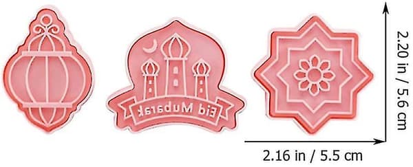 8 kpl Eid Mubarak -keksileikkurisetti, Muslim Ramadan 3D -sokerikeksileikkuri Type C