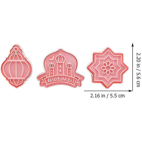 8 Stykker Eid Mubarak Kageudstikkersæt, Muslimsk Ramadan 3d Sukkerkageudstikker Type C