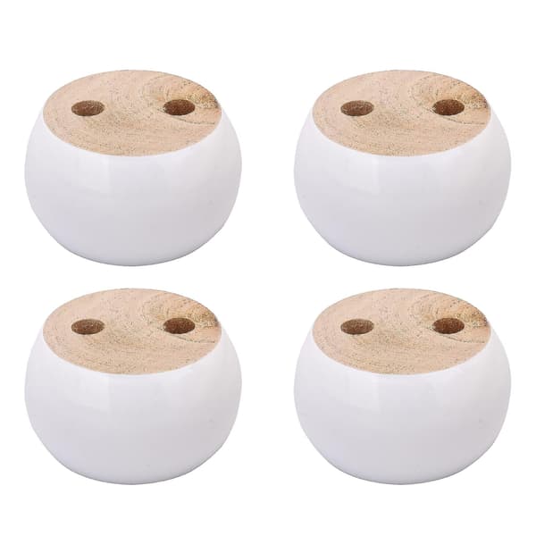 4 stk. 50 mm Højde Hvide Eukalyptus Træ Runde Bolle Møbelfødder Sofa Skab