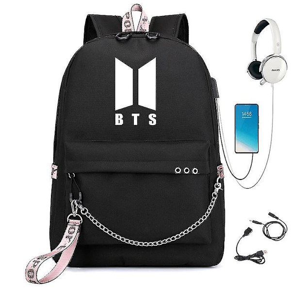 Bts Ryggsekk USB Lading Skolesekk Color 26