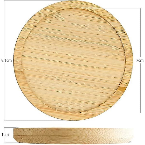 Bamboo Round Tray Flower,set Of 6 Bamboo Trays Plant Saucer Plants Trays For Succulents Flowers Plants Home Office Garden, For Countertop Kitchen Coff