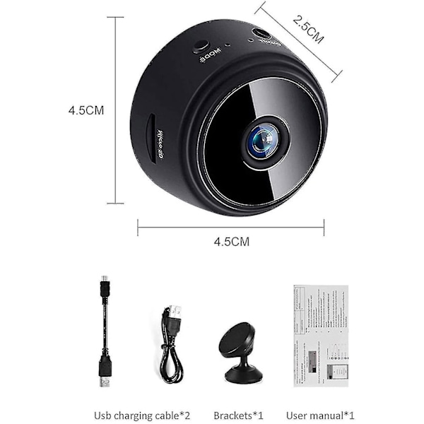 Mini 1080p Wifi Kamera, Overvågningskamera, Bærbar Trådløs Magnet Nanny Kamera