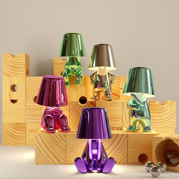 Little Golden Man Led Table Lamp Touch Control Dimmable Creative Iron Resin Desk Light Bedside Lamp Light Multicolor Mr WHY