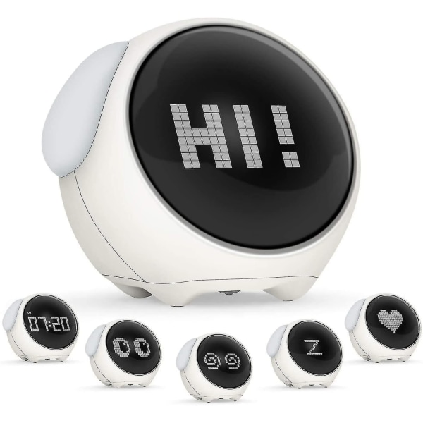 cute Emoji Children's Alarm Clock, Bring 2 Alarm Clocks, 5 Voices, Snooze Function, Date