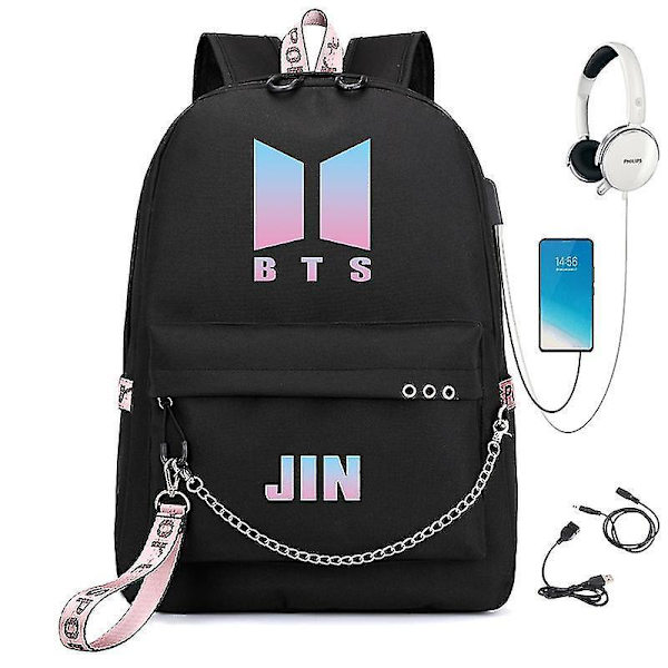 Bts Backpack Usb Charging School Bag Color 17