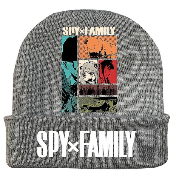 Fashion Trend Classic Winter Warm Knit Hat Beanie Cap For Children Adult Adolescents Cap New Japanese Anime Spy X Family Pattern gray-C