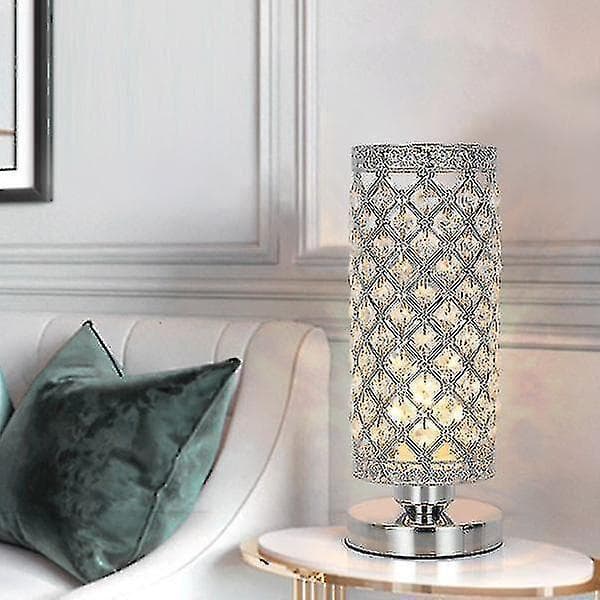 Nattlamper Ambient Belysning Moderne Krystall Bordlampe Sølv Nattbordslampe