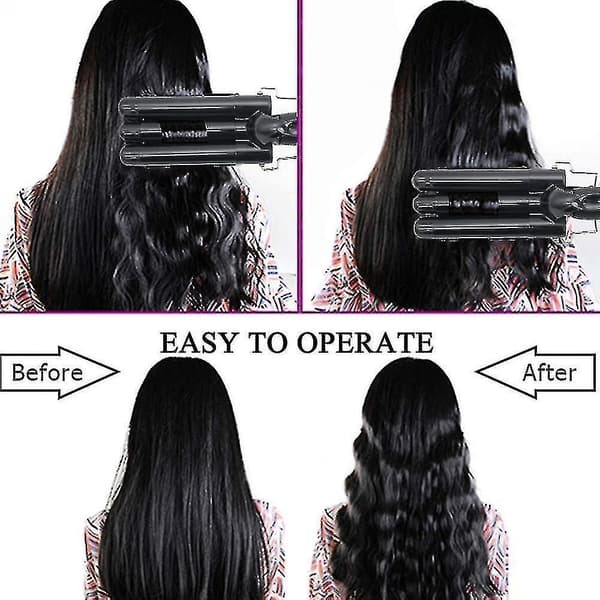 3 Barrel Curling Iron 25mm Curling Iron Curling Iron With Led Temperature Display Black