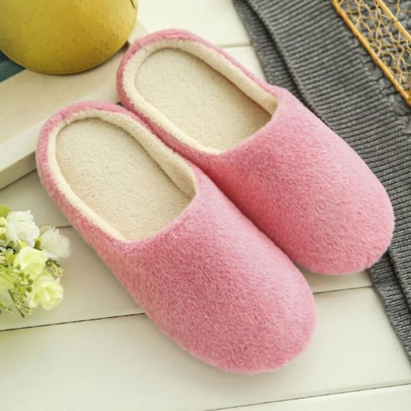 Plush Fleece Indoor Slippers Winter Shoes For Women Pink 36-37