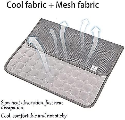 Dog Cooling Mat Sleeping Cooling Pad Washable Ice Silk Cool Blanket For Kennel Sofa Bed Grey L