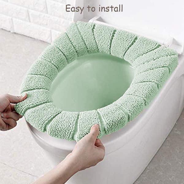 Bathroom Soft Thicker Warmer Stretchable Washable Cloth Toilet Seat