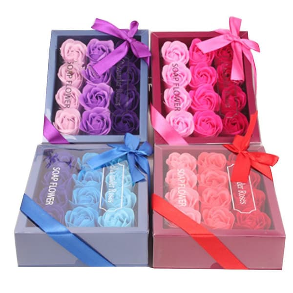 12Pcs Rose Soap Flower Handmade Rose Scented Bath Soap Purple