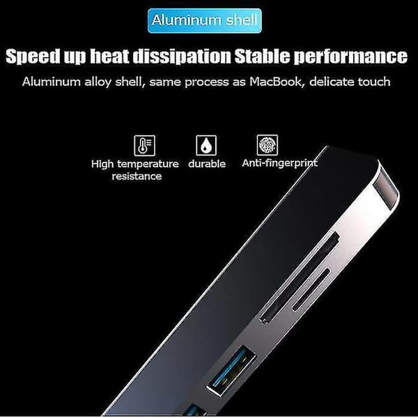 6-i-1 USB-C til USB 3.0 HDMI-kompatibel dokkingstasjon