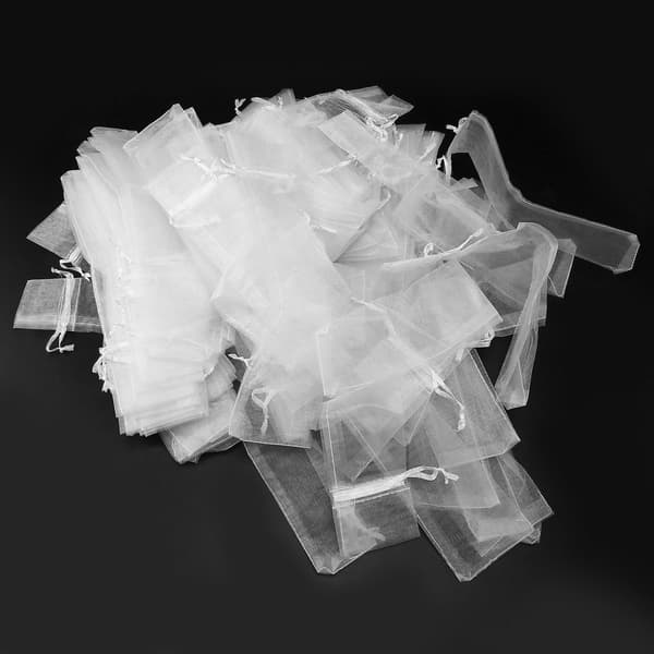 100 stk. Sammenfoldelig Håndviftepose Snøre Organza Poser Gaveposer