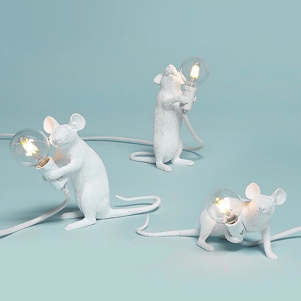 Animal Rat Mouse Table Lamp White Ns2 AU Plug Crouching rat