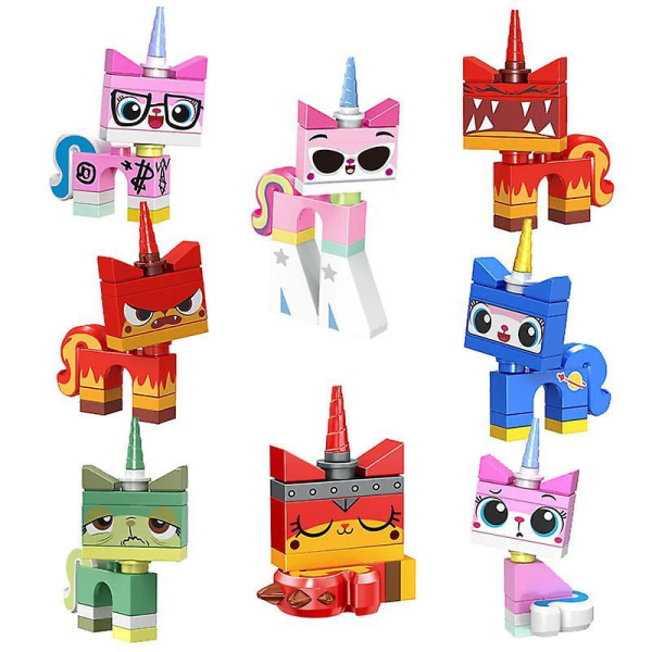 8pcs Unicorn Cat Building Blocks Cute Cartoon Kitten Assembling Building Blocks Toys Children Boys And Girls Gifts