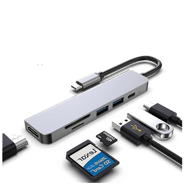 6 In 1 Usb C To Usb 3.0 Hdmi-compatible Dock