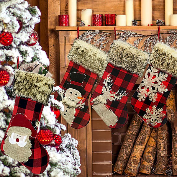Classic Elk Pattern Christmas Stocking Non Woven Fabric Photography Props Fireplace Stocking Tree Decoration Elk