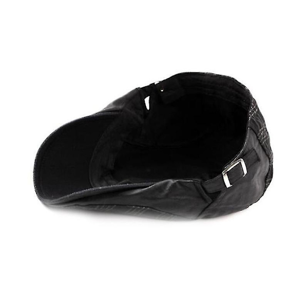 Plaid Pattern Men Breathable Cotton Newsboy Cap Soft Material F Black