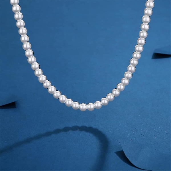 Pearl Necklace Men Simple Handmade Strand Bead Necklace 2022 New Trend 40Cm