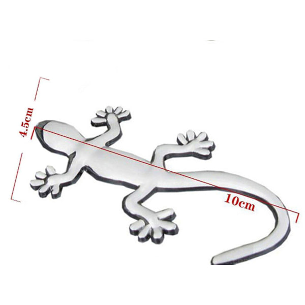 (2 Pieces) Stylish 3d Gecko Car Sticker (gecko - Means Avoiding Disaster) Silver