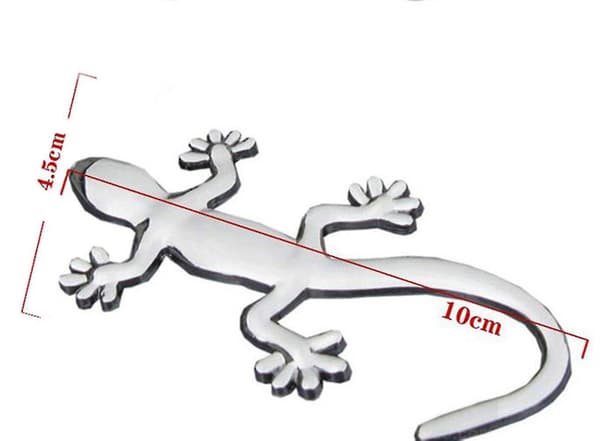 (2 Stk.) Stilfuld 3D Gecko Bilmærkat (gecko - betyder at undgå katastrofe) Sølv