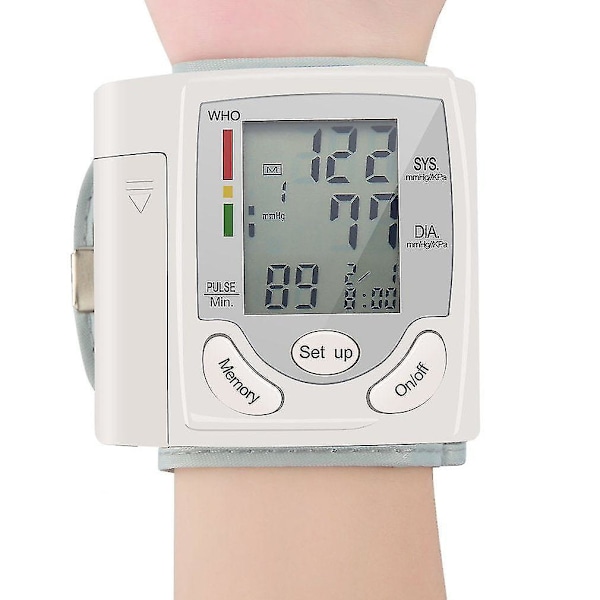 Automatisk Digital LCD Display Håndledsmonitor Puls Måler Hvid Praktisk at Bære Oximeter